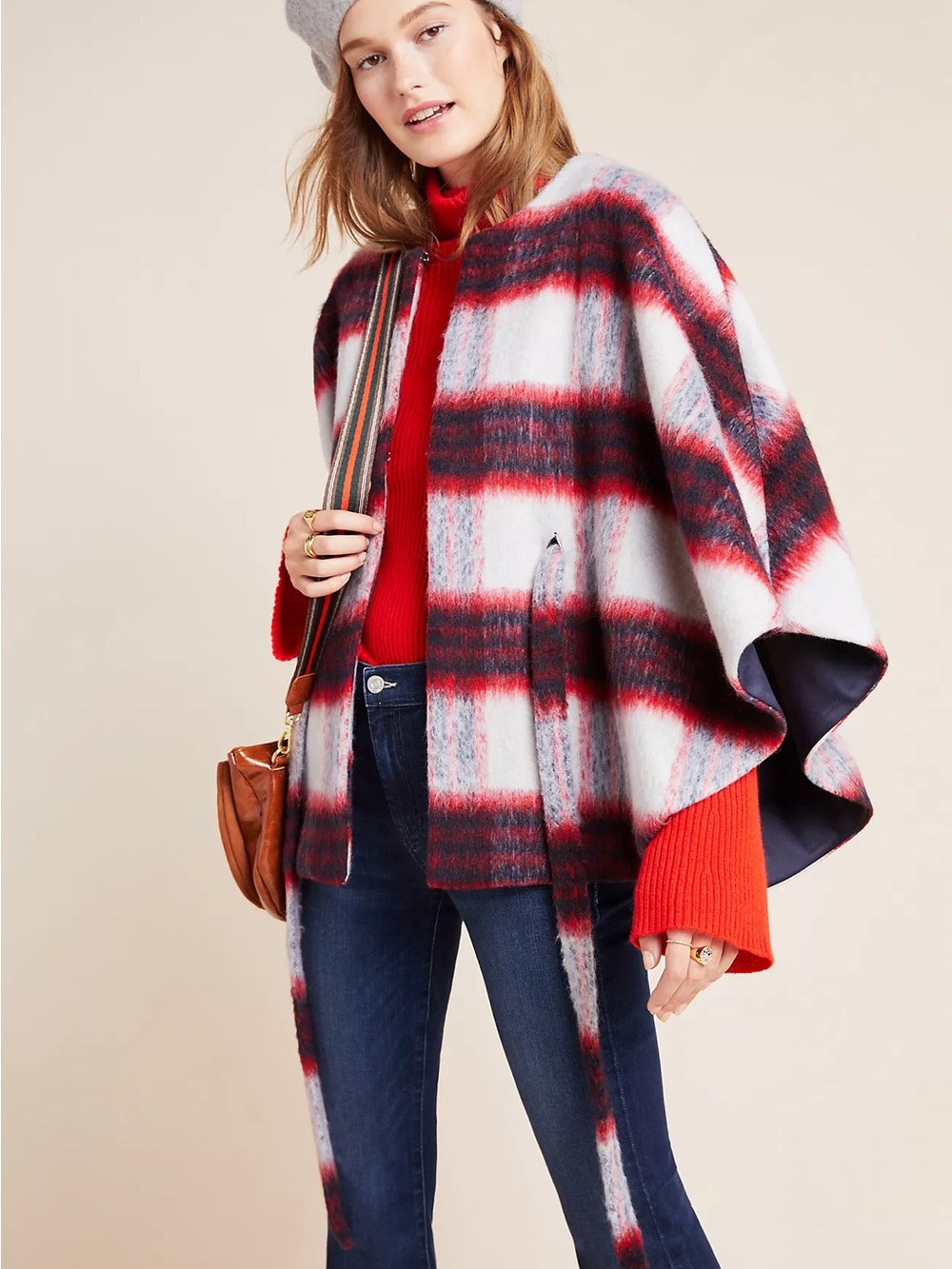 Anthropologie Johanna Plaid Capelet Jacket